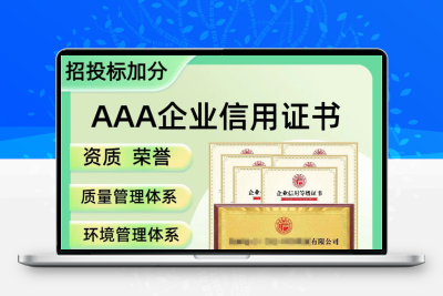 企业招投标加分3a信用等级资质荣誉证书aaa三大管理体系证书封面