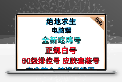 绝地求生号PUBG白号吃鸡黑货卷箱子M4皮肤账号steam80级排位账号