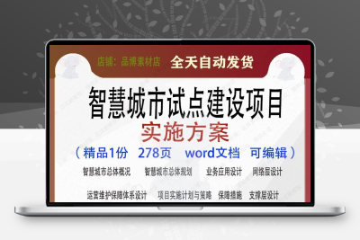 智慧城市试点建设项目实施方案参考范本word文档模板可编辑素材